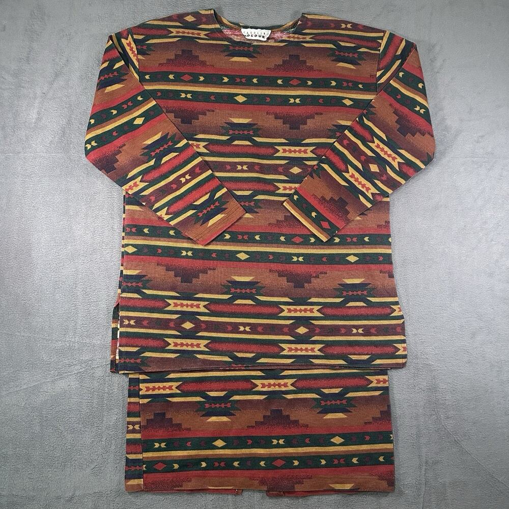 Carolina Colours 2Pc Set Tribal Women’s Size Medium Vintage Boho Skirt Outfit